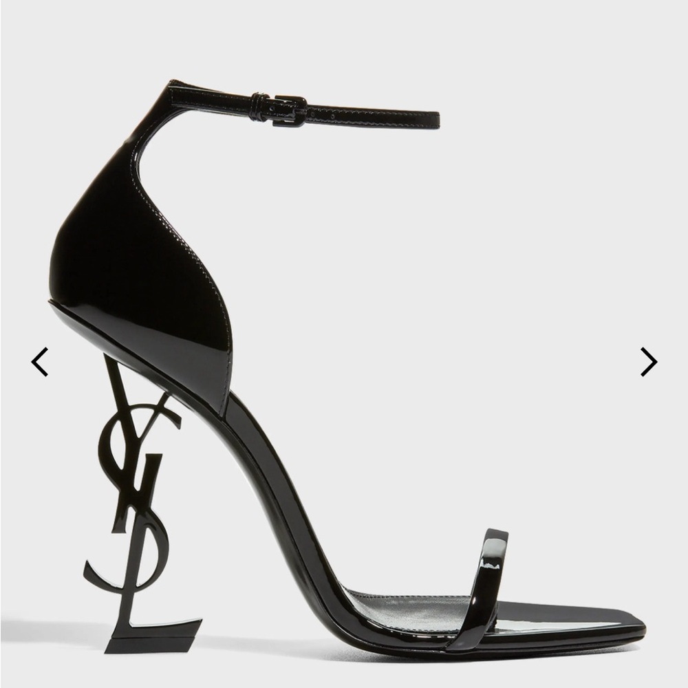 Opyum YSL Logo-Heel Sandals with Black Hardware